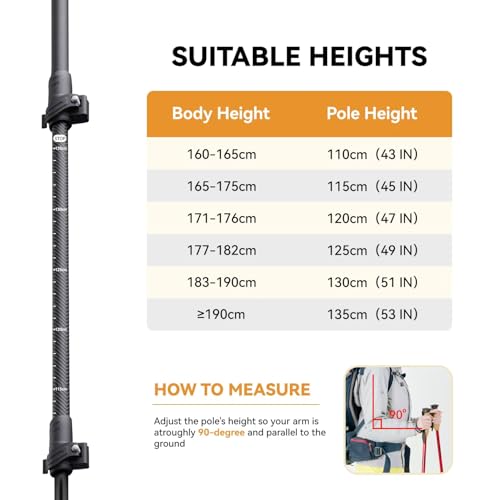 Twsitte Collapsible Hiking Poles, Lightweight Aluminum Adjustable Walking Poles,Carbon Fiber Trekking Poles with Flip Lock...