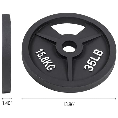 Fitvids 2-Inch Olympic and 1-Inch Standard Cast Iron Weight Plate for Strength Training & Weightlifting, Multiple Weights Available
