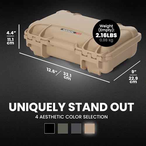 NANUK 909 Glock Pistol Case, Holds Most Glock Pistols and Two Magazines, Tan