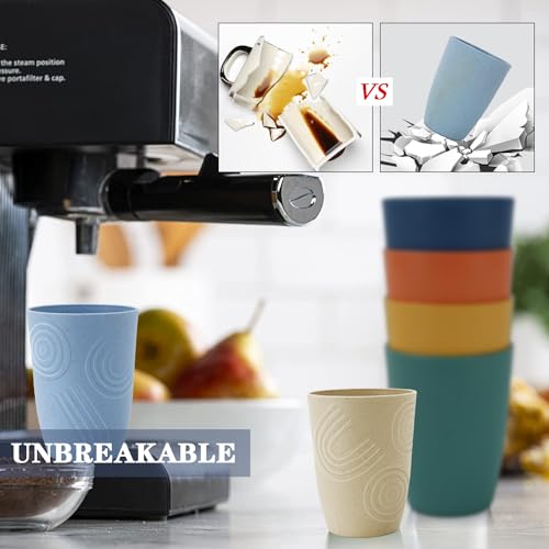 Homienly Drinking Glasses Premium Wheat Straw Unbreakable Cups - Set of 6 Alternative to Plastic Cups Reusable Unbreakable...
