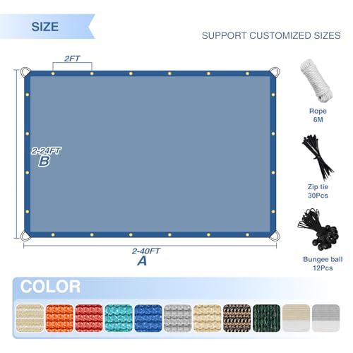 E&K Sunrise 16' x 28' Sun Shade Sail Straight Edge Rectangle Canopy Shade Cover with D-Ring Grommets UV Block for Outdoor ...