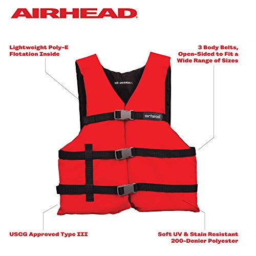Airhead General All Purpose Life Jacket, US Coast Guard Approved Type III Life Vest, Perfect for Boating and Personal Wate...