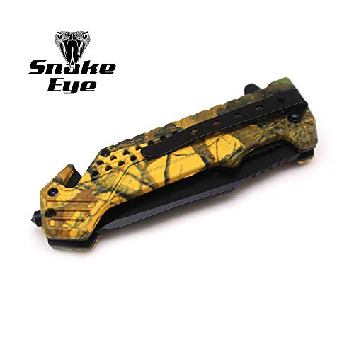 Snake Eye Tactical Survival Camo Designed Action Assisted Folding Pocket Knife Desert Camo Camping Hunting Fishing Outdoor...