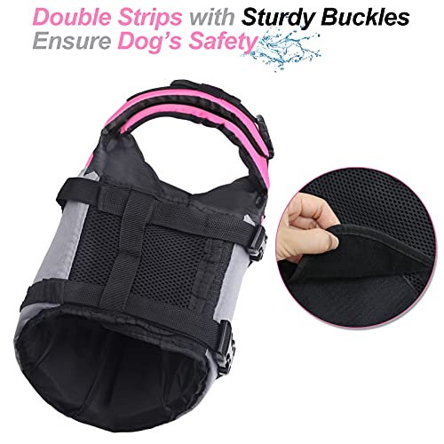 VIVAGLORY + Neoprene Dog Life Vest + Sports Style Dog Life Jacket, Swimming Vest with Handle, Ripstop & Buoyancy
