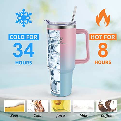 40 oz Tumbler with Handle and Straw Lid, 100% Leak-proof Travel Coffee Mug, Stainless Steel Insulated Cup For Beverages, K...