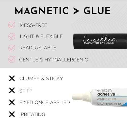 Luxillia Magnetic Eyelashes Kit ? 10 Piece Magnetic Eyelash & Eyeliner Set with Applicator ? Natural Look Easy Apply Reusable Fake Extension Lashes, No Glue ? Pesta?as Postizas Magn?ticas Naturales