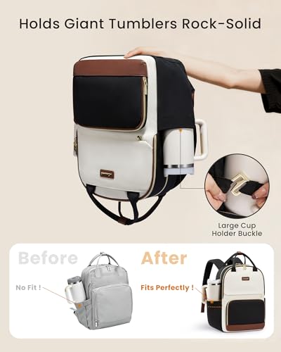LOVEVOOK Laptop Backpack for Women with Giant Tumbler Holder Pocket, 15.6 inch Travel Work Backpack Purse for Teacher Nurs...