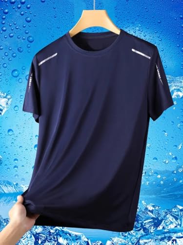 Quick Dry Ice Silk Athletic T-Shirts for Men, Athletic Short Sleeve Moisture Wicking Tee for Running,Training （1 Piece）
