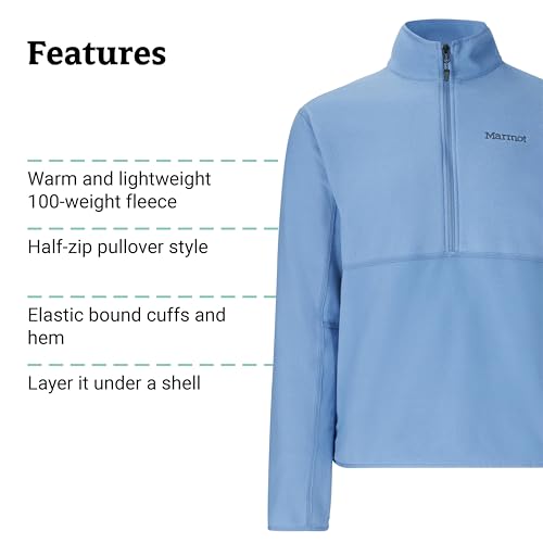Marmot Men's Rocklin 1/2 Zip Jacket - Classic, Warm, Lightweight 100-Weight Fleece Layer