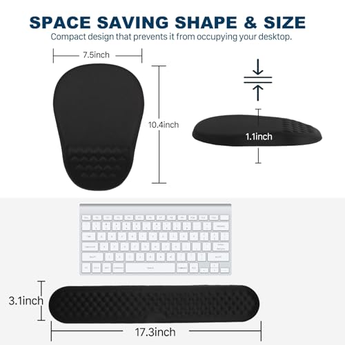 Hasinart Ergonomic Mouse Pad and Keyboard Wrist Rest with Massage Design, Space-Saving Mouse Pad Wrist Support, Memory Foa...