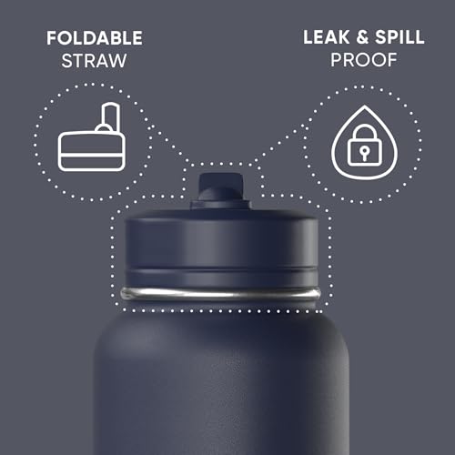 Hydrapeak 32oz Sport Insulated Water Bottle with Straw Lid, Leak & Spill Proof, Keeps Drinks Cold for 24 Hours, Hot for 12...