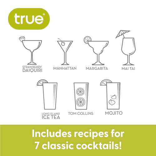 True Maraca Cocktail Shaker with Built In Strainer, Drink Mixer with 7 Classic Drink Recipes & Measurements, Perfect for G...
