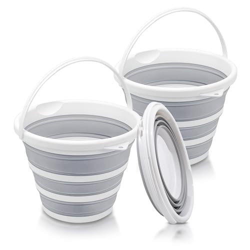 2-Pack Collapsible Buckets - 2.6 Gallon (10L) Large Capacity, Essential for RV, Garden Cleaning, Car Washing, Camping, Fis...