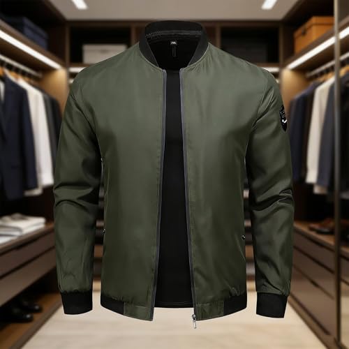 Men's Casual Lightweight Windbreaker Spring Fall Bomber Coats Stylish with Pockets