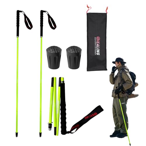 OKHEALING High Strength Carbon Fiber Trekking Poles 1 Pair Foldable in 5 Sections, Lightweight and Sturdy, Suitable for Hi...
