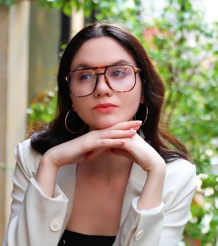 FEISEDY Blue Light Blocking Glasses Fake Nerd Clear Square Computer Lightweight Pilot Glasses Frame Oversized B2866