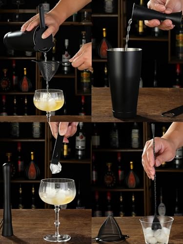 Homestia Cocktail Shaker Set Bartender Kit : 18-Piece Bar Tool Set with Wooden Stand | Bars Set with All Practical Bar Acc...