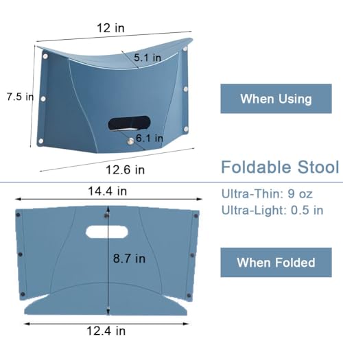COLLMORE Foldable Portable Stool, Thickness of 0.5 in, Lightweight Collapsable Folding Chair for Hiking Picnic Camping Fis...