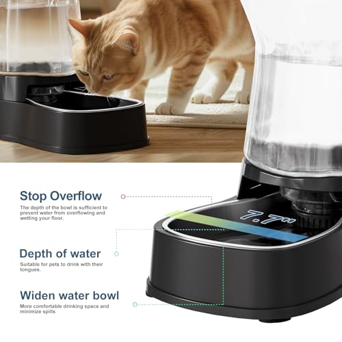 Automatic Gravity Water Dispenser for Dogs, 1Gallon Stainless Steel Dog and Cat Water Bowl Dispenser, Dog Water Fountain D...