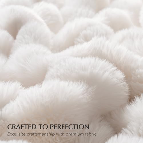 EverGrace Ultra Soft Luxury Fluffy Faux Rabbit Fur Throw Blanket, Thick Warm Bubble Throw for Bed, Cozy Plush Reversible B...