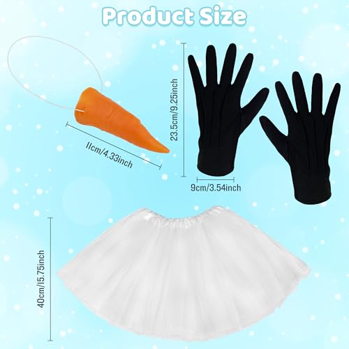 Ueyben Snowman Costume Set, Snowman Hat with Tutu Skirt Pom-Poms Carrot Nose Gloves Snowmen Accessories for Women Christma...