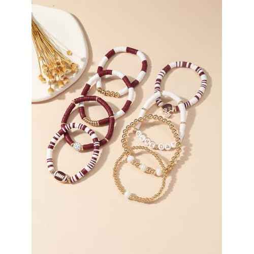 Artlunar Game Day Football Charm Bracelet: Stackable Sports Jewelry for Moms & Dads - Perfect for Football Fans