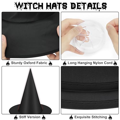 Helimoto Halloween Hanging Witch Hats & Costume Accessories, 328 FT Nylon Cord Wizard Hats, Indoor Outdoor Decorations for...