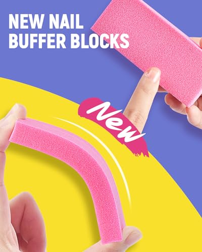 MORGLES Nail File and Buffer Blocks with Nail Care Kit, 13 Pcs Manicure Kit for Women with Milk and Honey Cuticle Oil and ...