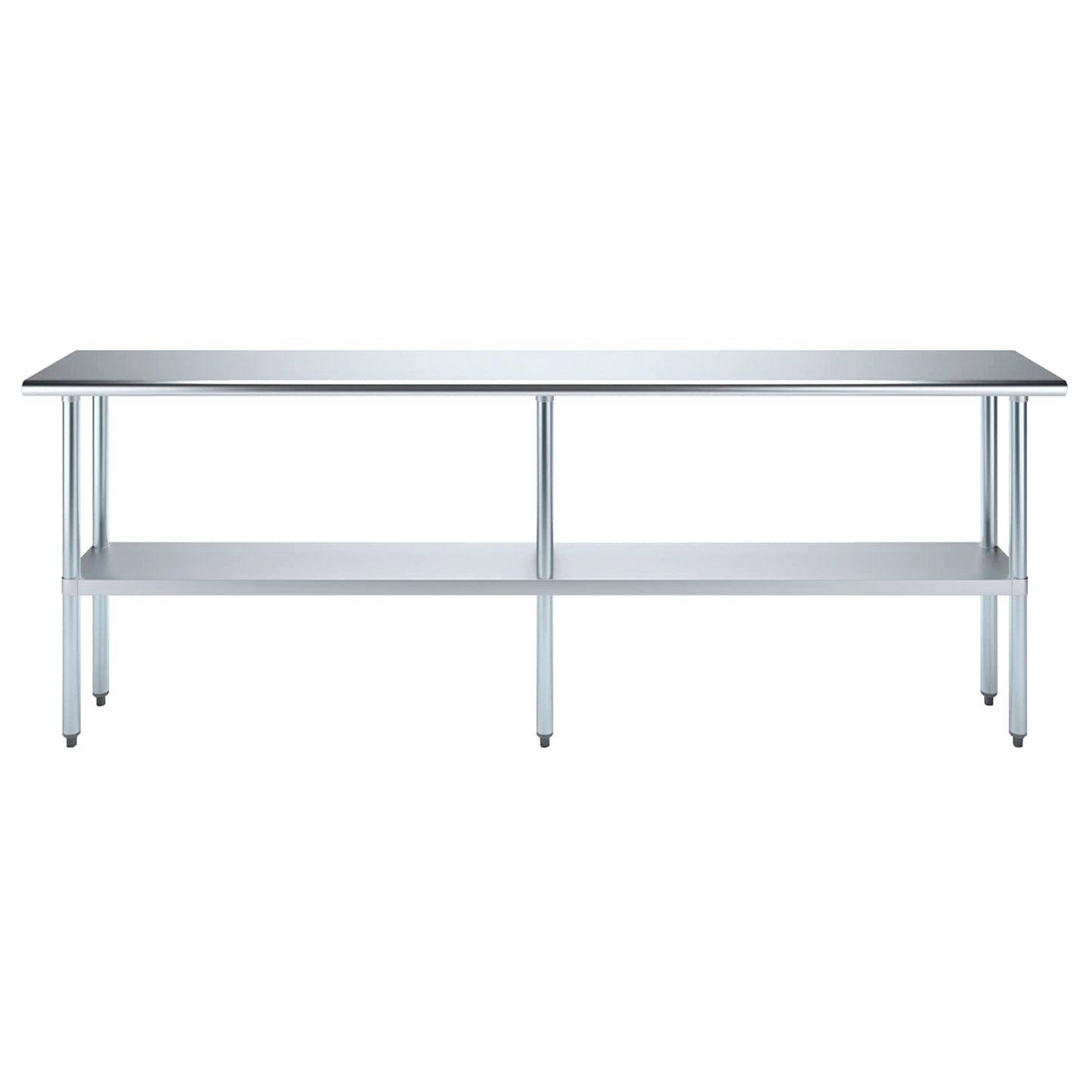 AmGood 14 in. x 96 in. Stainless Steel Work Table | Metal Kitchen Food Prep Table | NSF