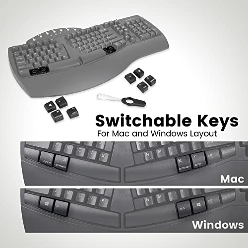 Perixx Periboard-612B Wireless Ergonomic Split Keyboard with Dual Mode 2.4G and Bluetooth Feature, Compatible with Windows...