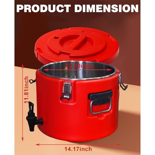 Insulated Beverage Dispenser Ice Chest Bucket,5 Gallon-Thermal Hot and Cold Drink Server Dispenser with 304 Stainless Stee...