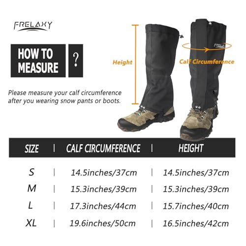 Frelaxy Leg Gaiters Ultra HIGH-Performance Hunting Gaiters, 100% Waterproof Hiking Gaiters with Upgraded Rubber Foot Stra...