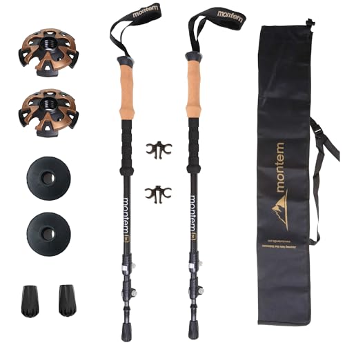 Montem 3K Carbon Fiber Trekking Poles – Ultralight, Shock Absorbing, Quick Lock, Weather Resistant – Premium Hiking/Walkin...