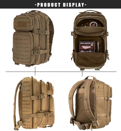 Military Tactical Backpack for Men 35L Small Molle System Water Resistant 3 Day Survival Assault Pack for Bug Out Bag Ruck...