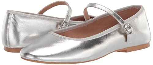 Steve Madden Women's Violette Mary Jane Flat, Silver Metallic, 9.5