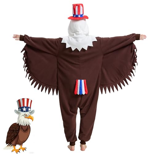 AMAMHAHAVA Bald Eagle‌ Onesie for Adults Halloween Cosplay Costume One-Piece Pajamas for Women and Men
