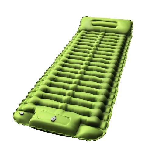 RusChic Sleeping Pad for Camping, Ultralight Inflatable Camping Mat with Pillow Built-in Foot Pump, Compact Camping Pad fo...