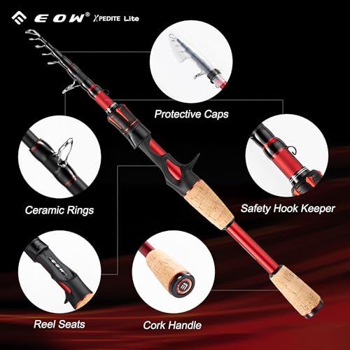 EOW XPEDITE LITE Portable Telescopic Fishing Rods & Combo, Spinning & Casting Fishing Poles, 24T Carbon Rod Blanks, Solid ...