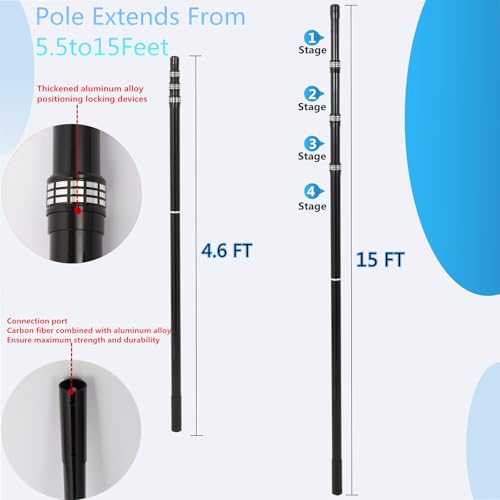 Bwrfoih Swimming Pool Pole Carbon Fiber，Pool Skimmer Pole Telescopic Swimming，Pool Cleaning Pole, Advanced Adjustable Tele...