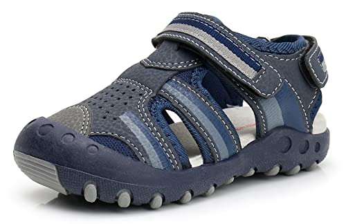 Apakowa Kids Boys Sandals Summer Outdoor Athletic Double Strap Closed-Toe Beach Sandals Sport (Toddler/Little Kid)
