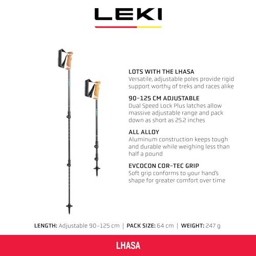 LEKI Lhasa Aluminum Adjustable Lightweight Walking Poles for Trekking & Hiking