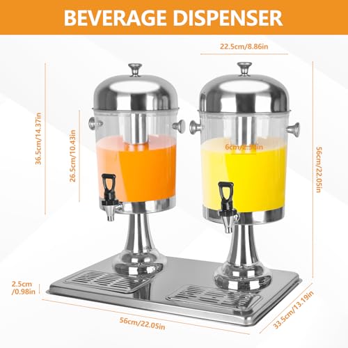 Carivia Drink Dispenser with Stand, 4.2 Gallon Beverage Dispenser for Parties, Stainless Steel Dual-Head Juice Dispenser w...