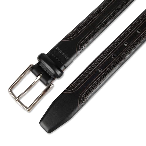 Cole Haan mens Black Leather Dress Belt - Classic Style With Polished Buckle for Work Or Formal Wear
