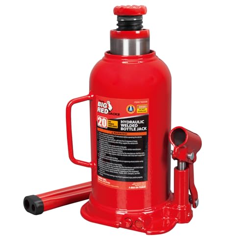 BIG RED 20 Ton (40,000 LBs) Torin Welded Hydraulic Car Bottle Jack for Auto Repair and House Lift, Red, TAM92003B