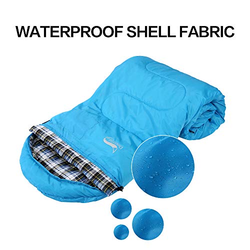 Desert & Fox Cotton Flannel Sleeping Bags with Pillow, 4 Season Warm & Cold Weather Envelope Compression Sack, Lightweight...