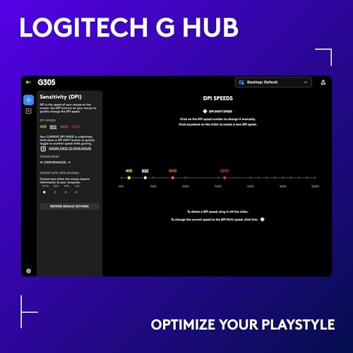 Logitech G305 Lightspeed Wireless Gaming Mouse, Hero 12K Sensor, 12,000 DPI, Lightweight, 6 Programmable Buttons, 250h Bat...