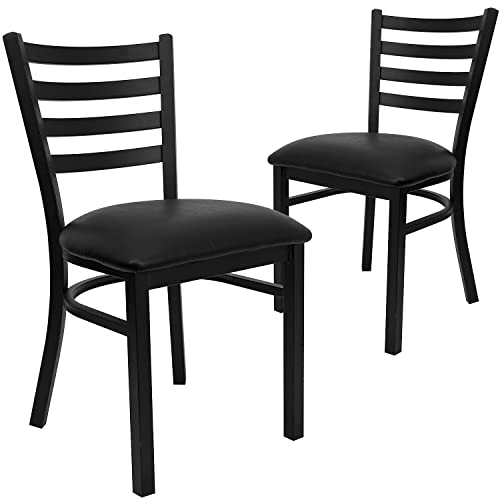 Flash Furniture Hercules Series Commercial Ladder Back Restaurant Chairs, Modern Lightweight Metal Dining Chairs with Padd...