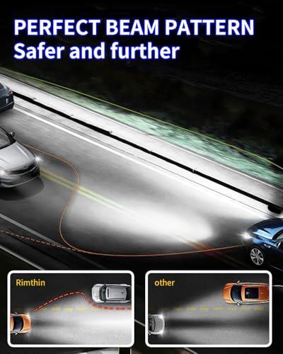 rimthin 9005/HB3 H11/H8/H9/H16 LED Bulbs Combo, 120W 32000 LM Super Bright 6000K Cool White Led Fog Lights, IP67 Waterproo...