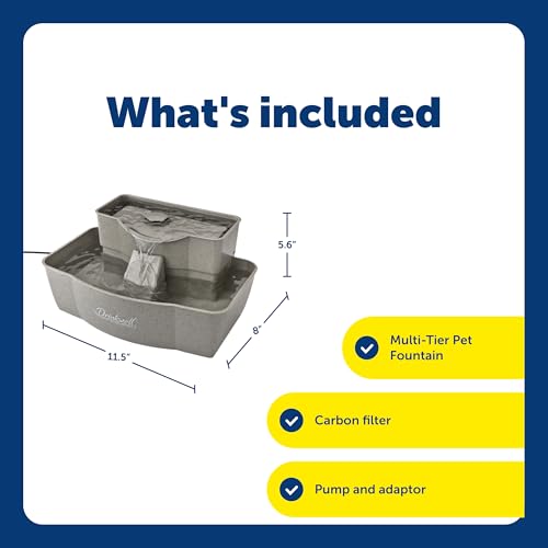 PetSafe Drinkwell Multi-Tier Pet Fountain - Encourages Hydration for Cats & Dogs - Large-Capacity Waterer - Double Tier - ...