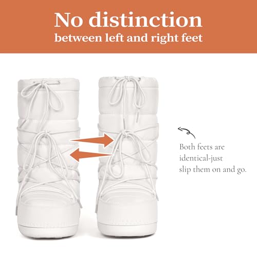 QLR Womens Winter Snow Boots Mid Calf Anti-Slip Boots with Warm Lining Lace-up Outdoor Shoes